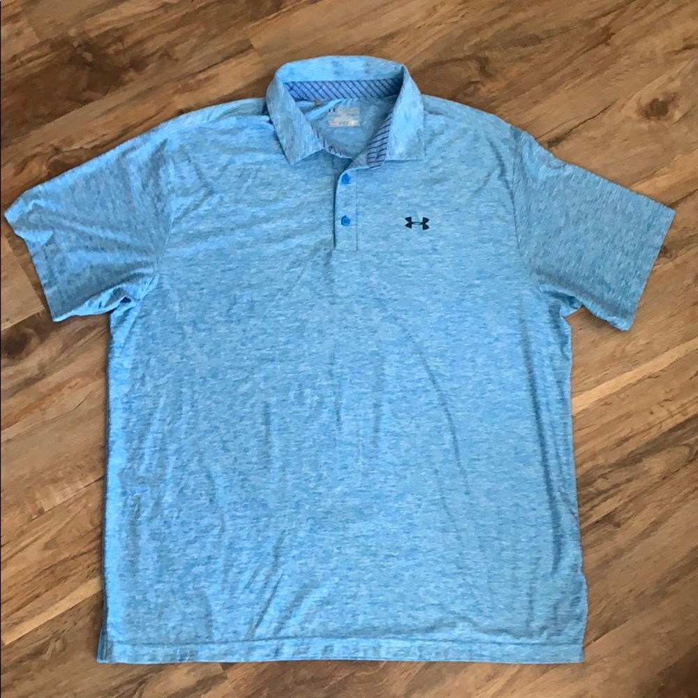 Under Armour Blue Heather Polo Shirt - Picture 3 of 4